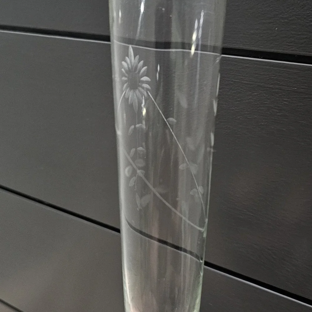 Vintage Sterling Silver Etched Glass Bud Vase Duchin 9.5 inches Floral Design